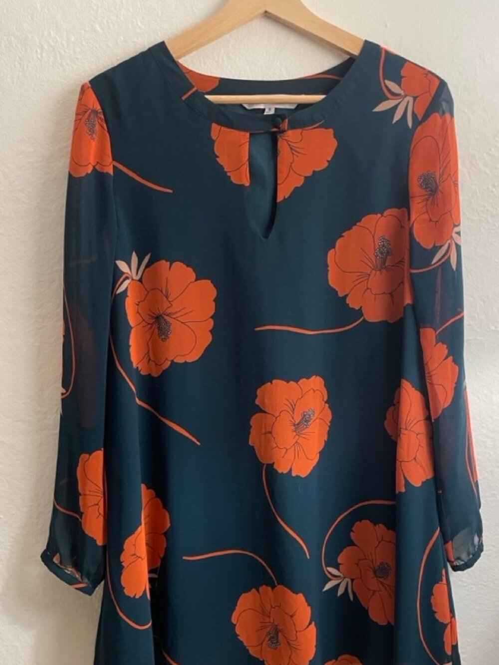 Cupcakes &‎ Cashmere Sybella Shift Dress, Sz S, long sleeve, poppy floral print